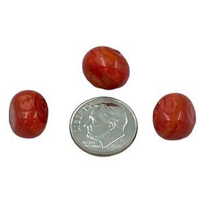 Red Swirled Glass Beads Lot For Jewelry Making